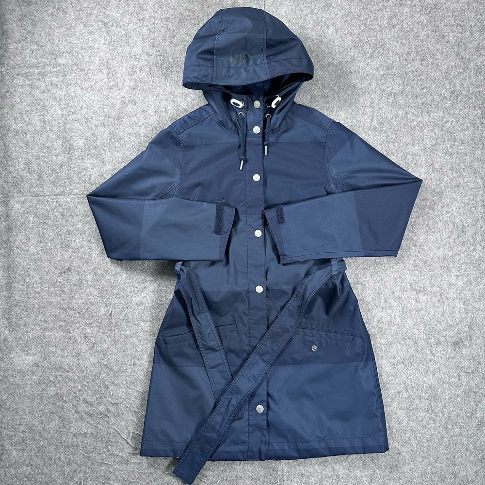 Helly Hansen Kirkwall II Raincoat Trench M Blue Hooded Jacket Outdoor